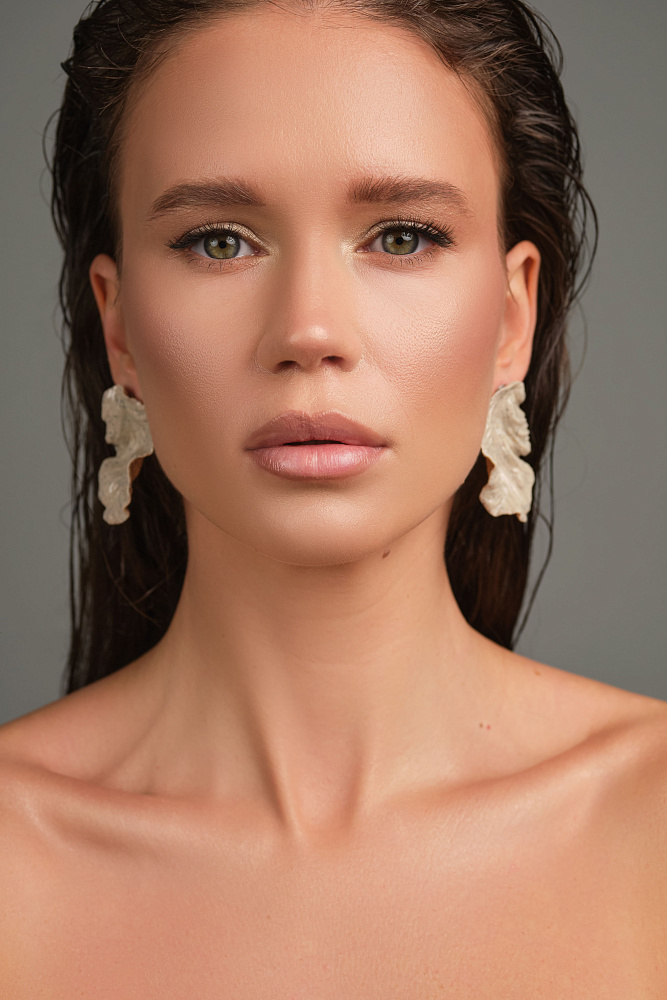 Серьги «Лепестки» мраморные - фото 2