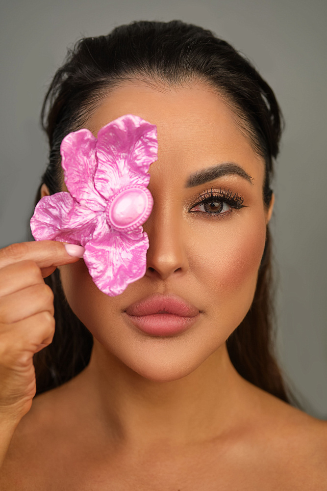 Серьги и кольцо «Фарфоровый цветок». Розовый цвет - фото 5