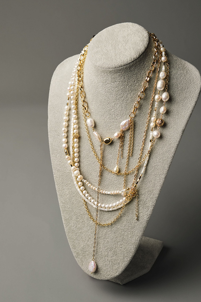 Колье многослойное «Жемчужный бунт» - фото 4