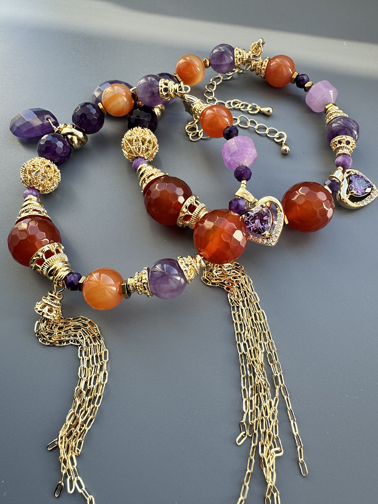 Браслет «BALI» с сердоликом и аметистами - фото 5