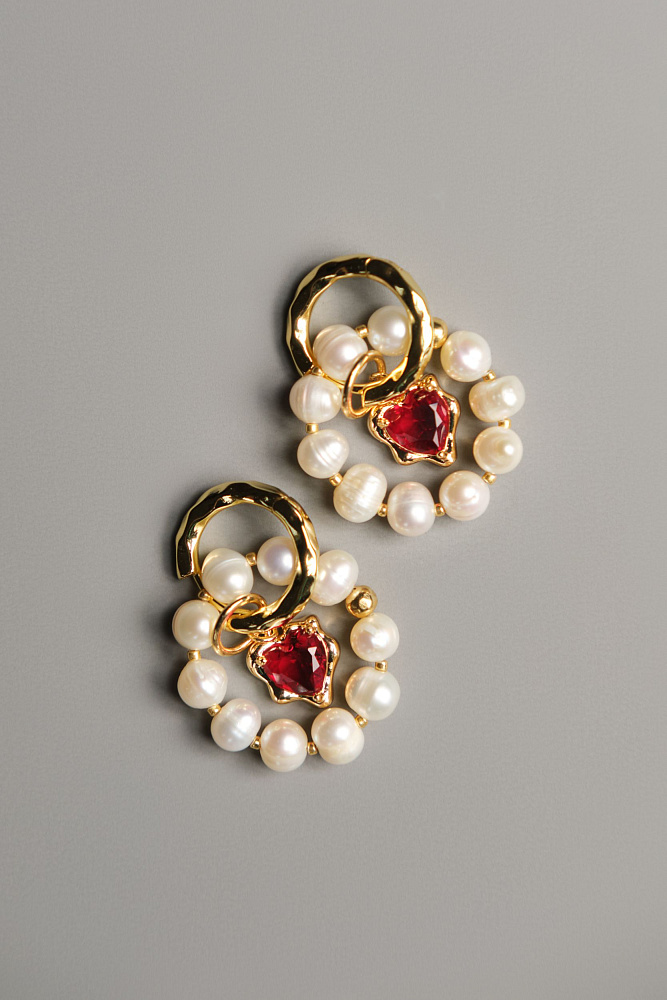 Серьги «Романтик» с красными сердечками - фото 3