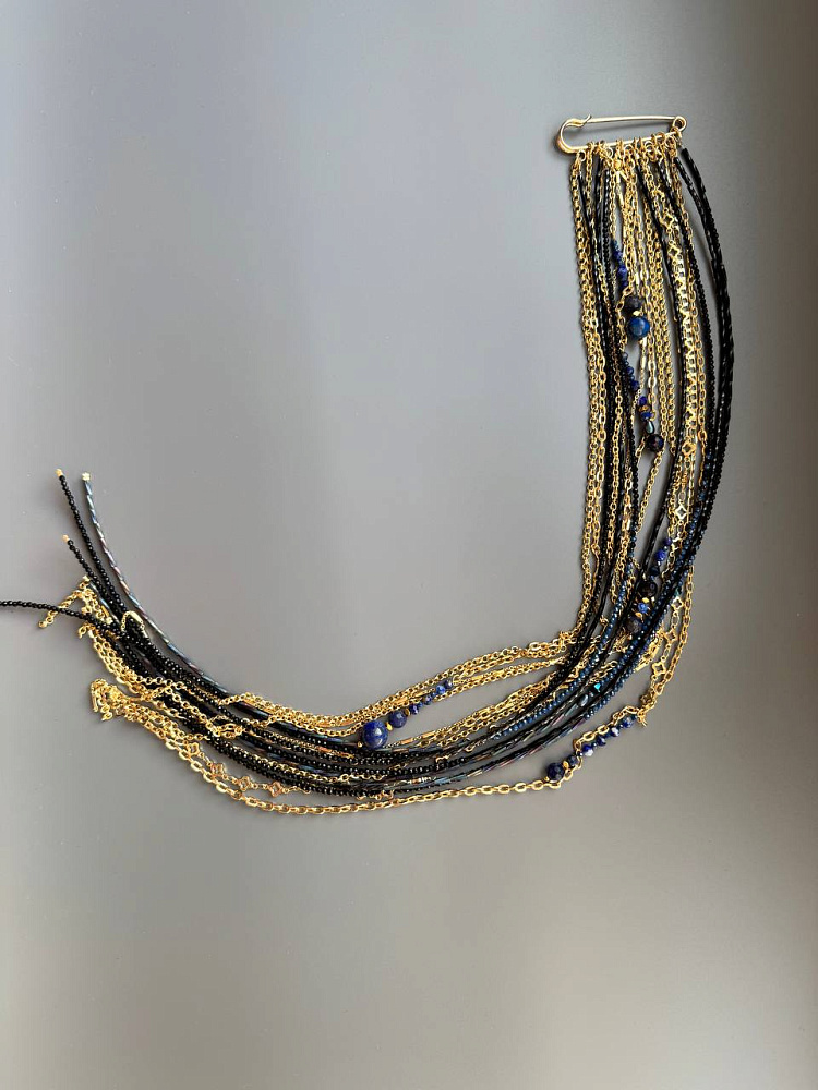 Брошь «Сияние» с содалитом и лазуритом XL - фото 3