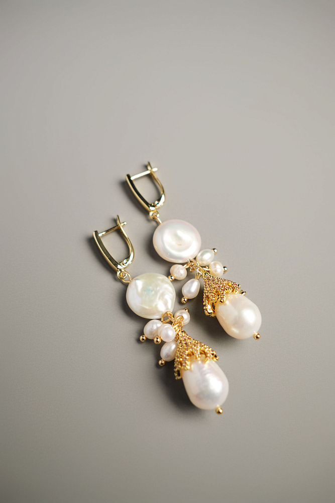 Серьги «La Perla» из натурального жемчуга, позолоченные - фото 2