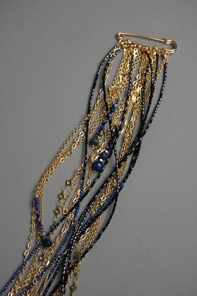 Брошь «Сияние» с содалитом и лазуритом XL - фото 5