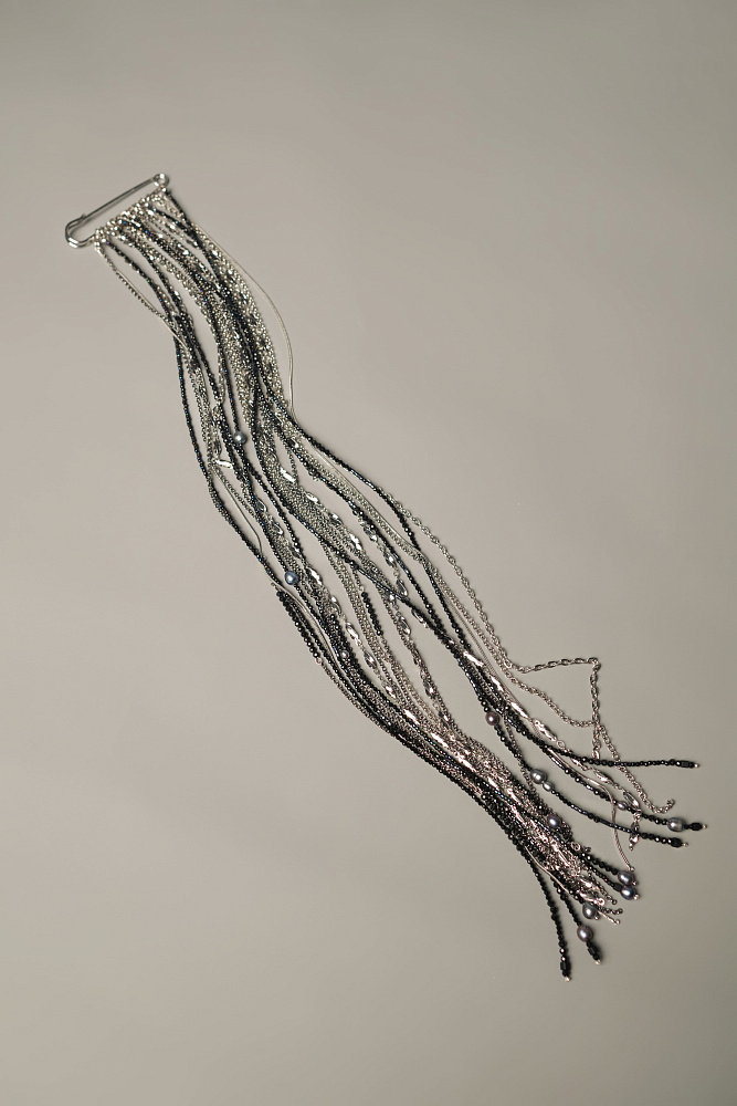 Брошь  «Плеяды звёзд» XL с чёрным жемчугом - фото 2